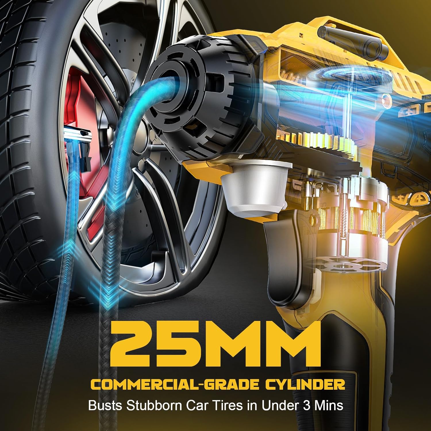 Cordless Tire Inflator Air Compressor Compatible with Dewalt 20V Battery, 160PSI Portable Air Pump with Digital Pressure Gauge, Fast Inflation for Cars, Motorcycles, Bikes(Bare Tool) - Image 2