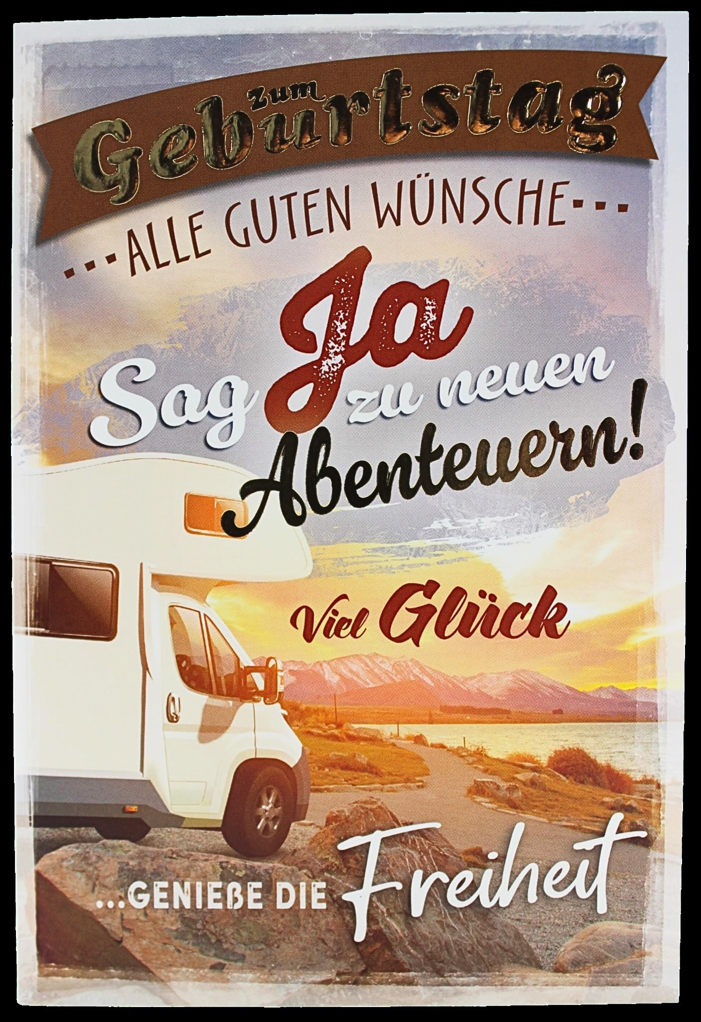 AvanCarte Geburtstagskarte Wohnmobil Camping Sag Ja zu neuen Abenteuern Viel Glück Genieße die Freiheit mit Umschlag für Männer und Frauen ideal für Camper Reisefreunde Abenteuerlustige Reiselust Bürobedarf & Schreibwaren