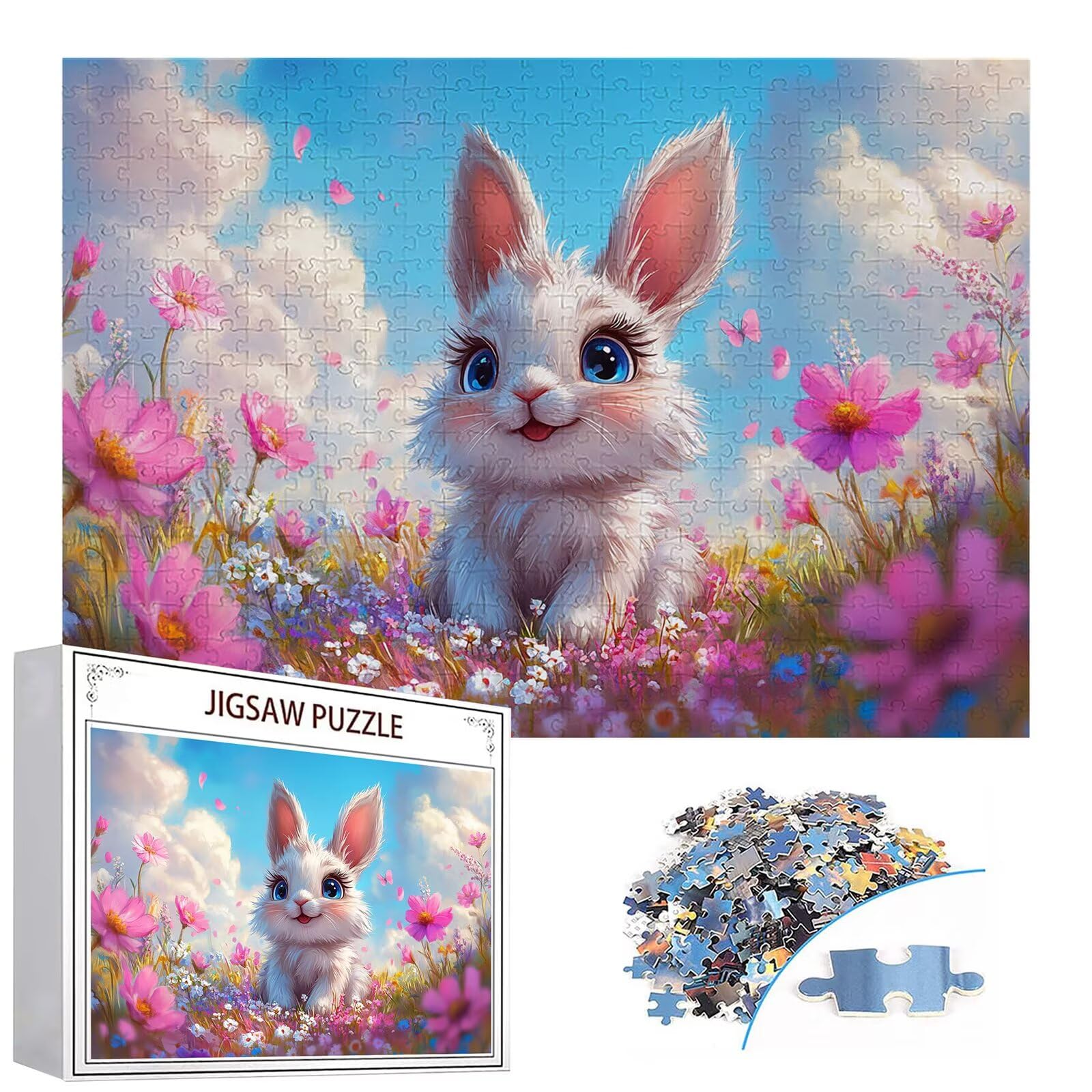 Puzzle 2000 elementów kreskówka dorosły królik 100 x 70 cm rzemiosło klasyczne 3D drewniana układanka do rodzinnych gier aktywnych, układanka do samodzielnego wykonania nawet do dekoracji ścian domu