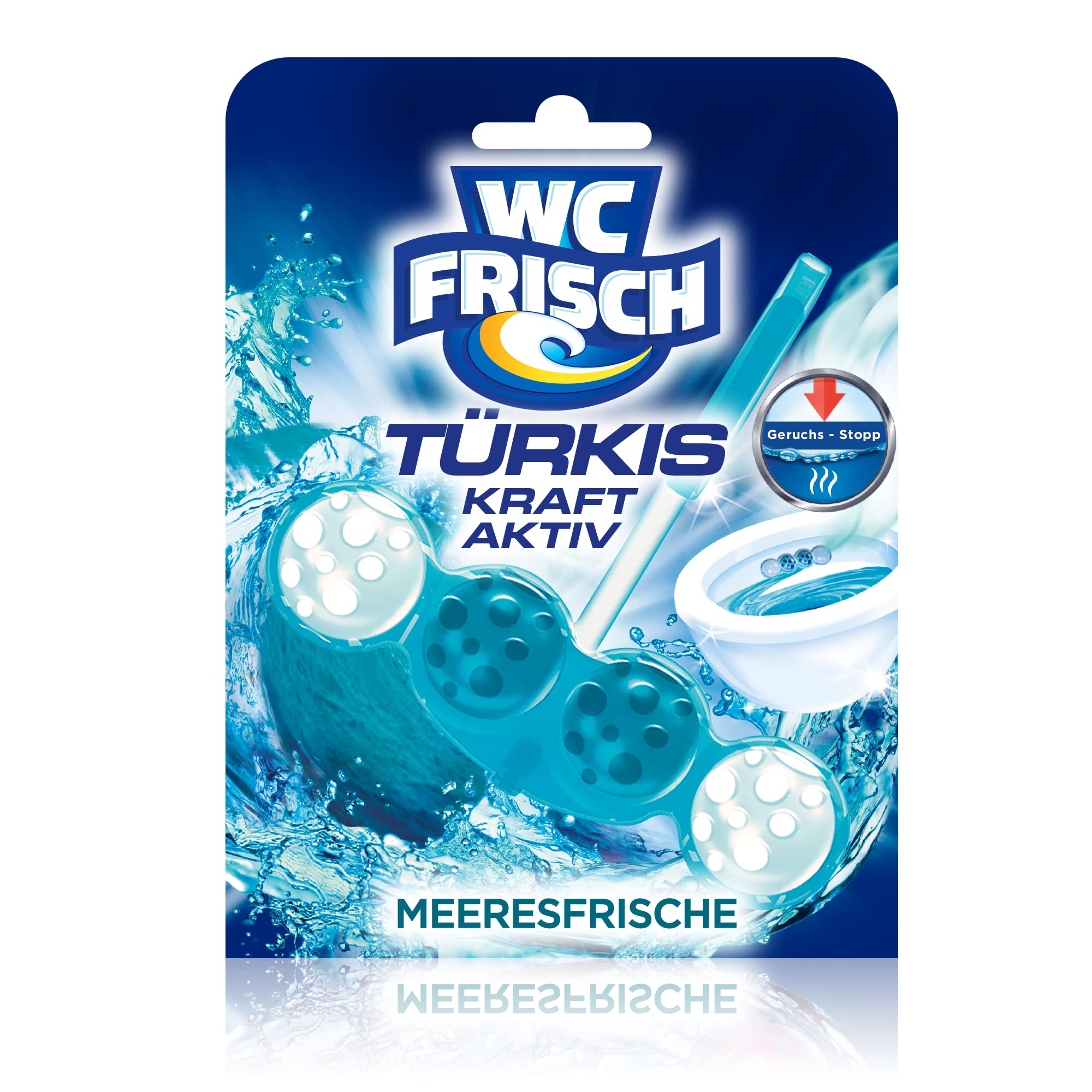 WC-Frisch Kraft Aktiv Türkisspüler Meeresfrische (10er Pack), WC Reiniger für eine sichtbare Reinigung mit türkisem Wasser, Duftsteine für einen intensiven WC Duft