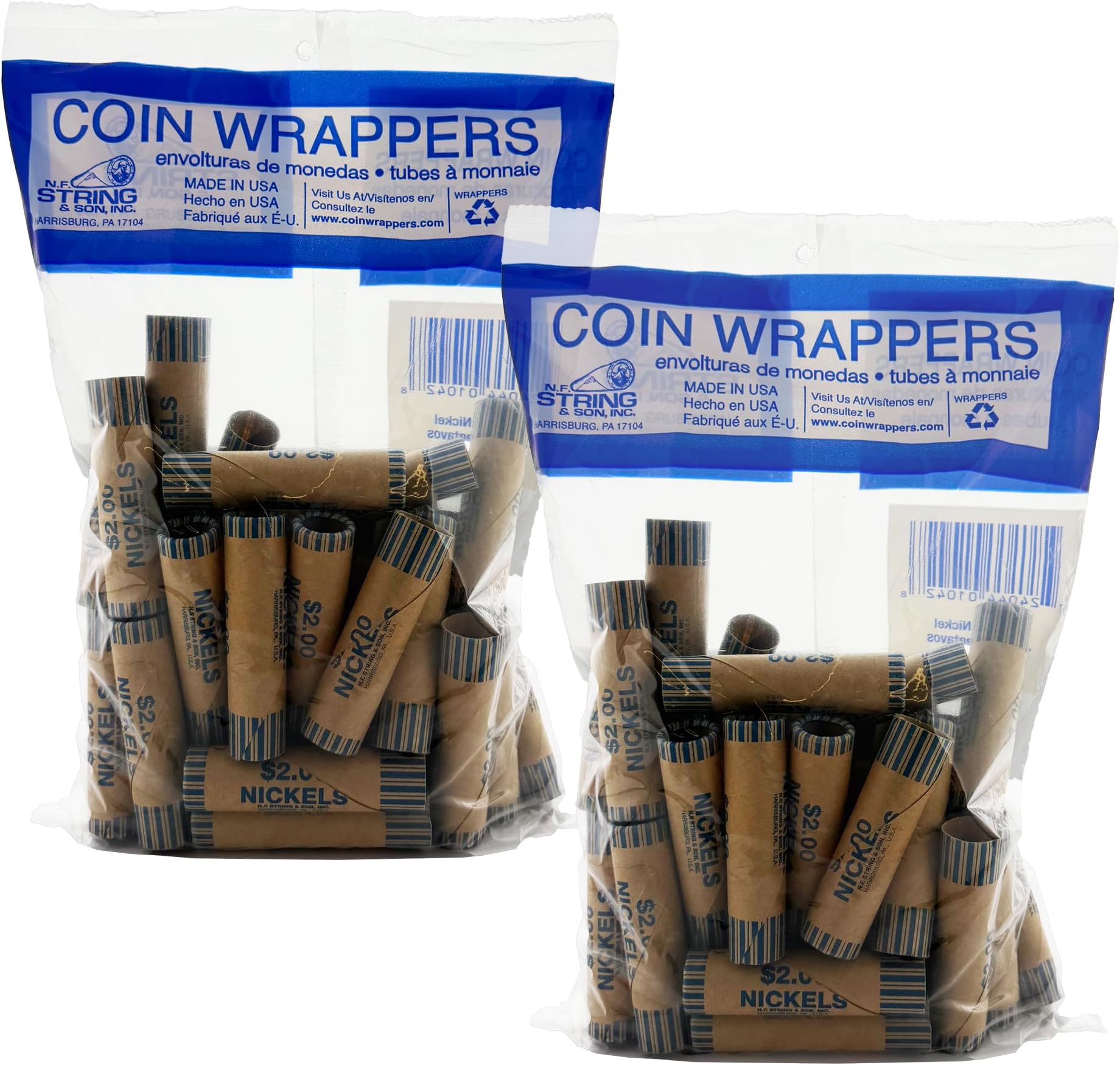 BAZIC Products Nickel Coin Wrappers, $2 Rolls, Bulk 36 Pack, 2-Pack