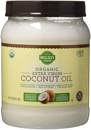 Wellsley Farms Aceite de coco orgánico extra virgen, 54 onzas, juego de 2