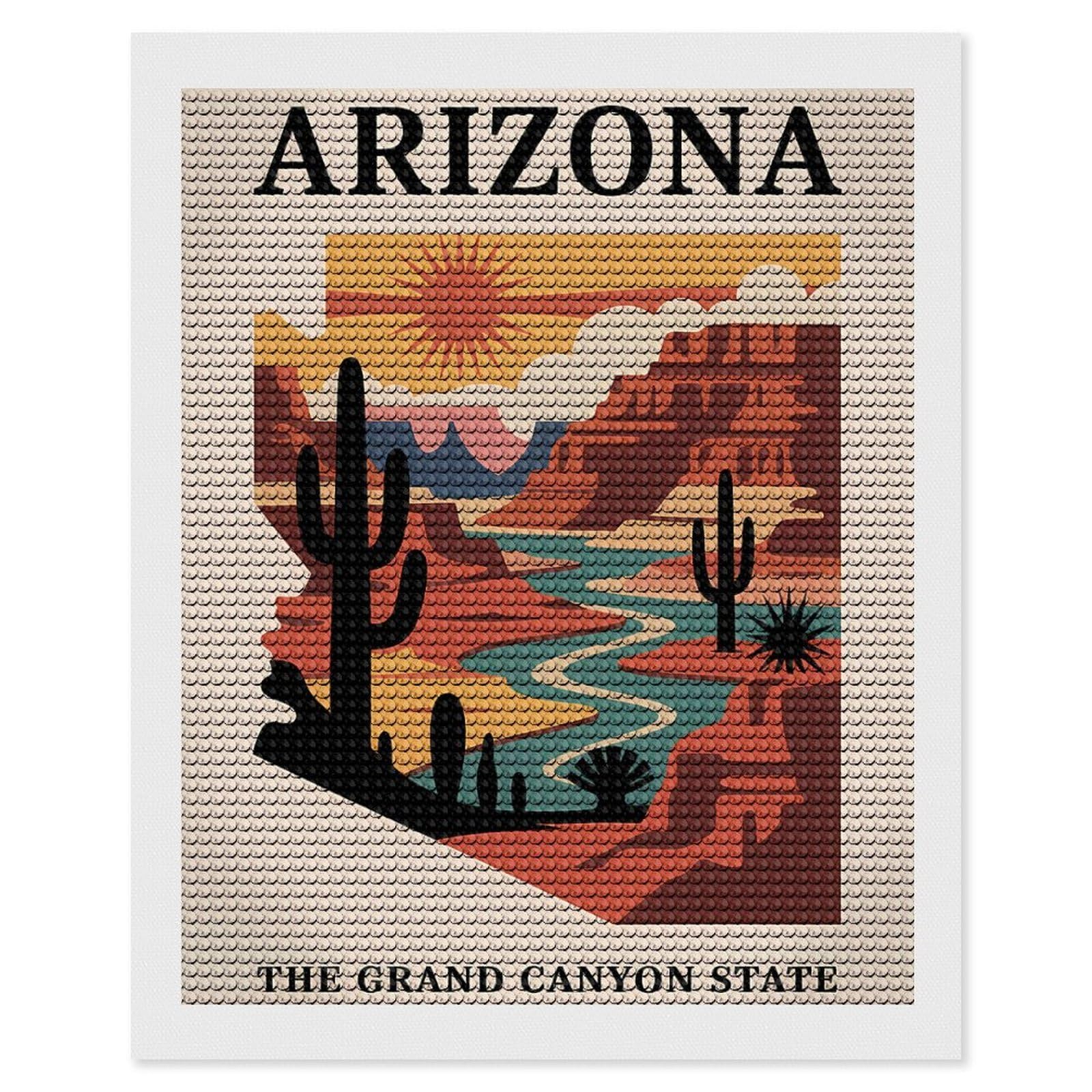 Junmoney Arizona Grand Canyon State Diamond Painting Kit 16"x20", Festive Craft Gift, Bedroom Decor, Full Kit Included, Creative Gift Idea