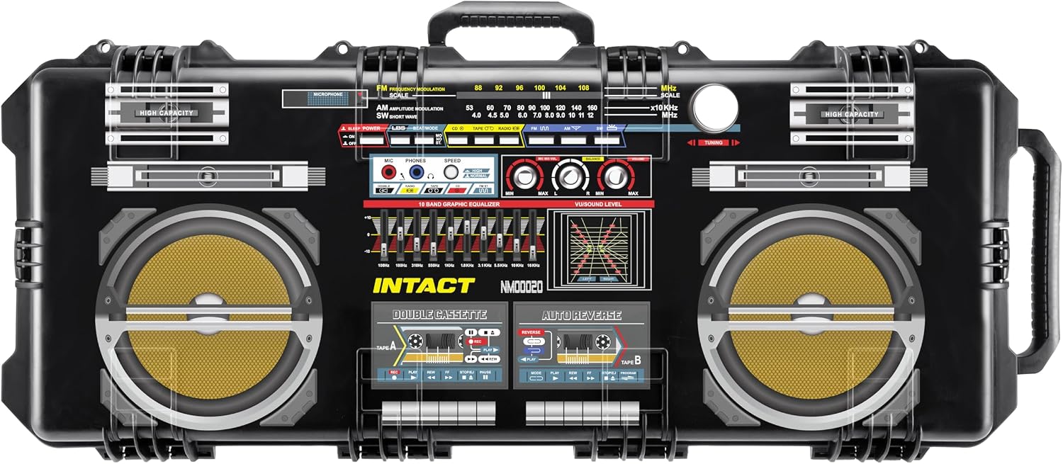 Eylar 40 Inch Intact Premium Series Custom Retro Boombox UV Printed Hard Rolling Rifle Case