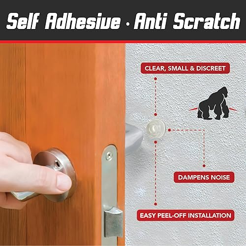 Miniatura 2 de Parachoques autoadhesivos transparentes para pomos de puerta (paquete de 12)  Tapón de manija de puerta pequeña  Protectores de pared para puerta de