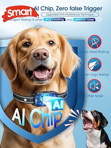 Miniatura 2 de DINJOO Collar antiladridos para perros grandes, medianos y pequeños, collar de ladridos inteligente, collar de entrenamiento antiladridos recargable