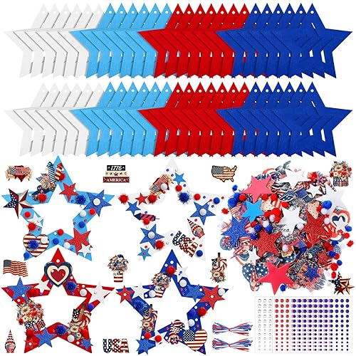 SmoothNovelty 437 Pcs 4th of July Wreath Craft Kit Patriotic