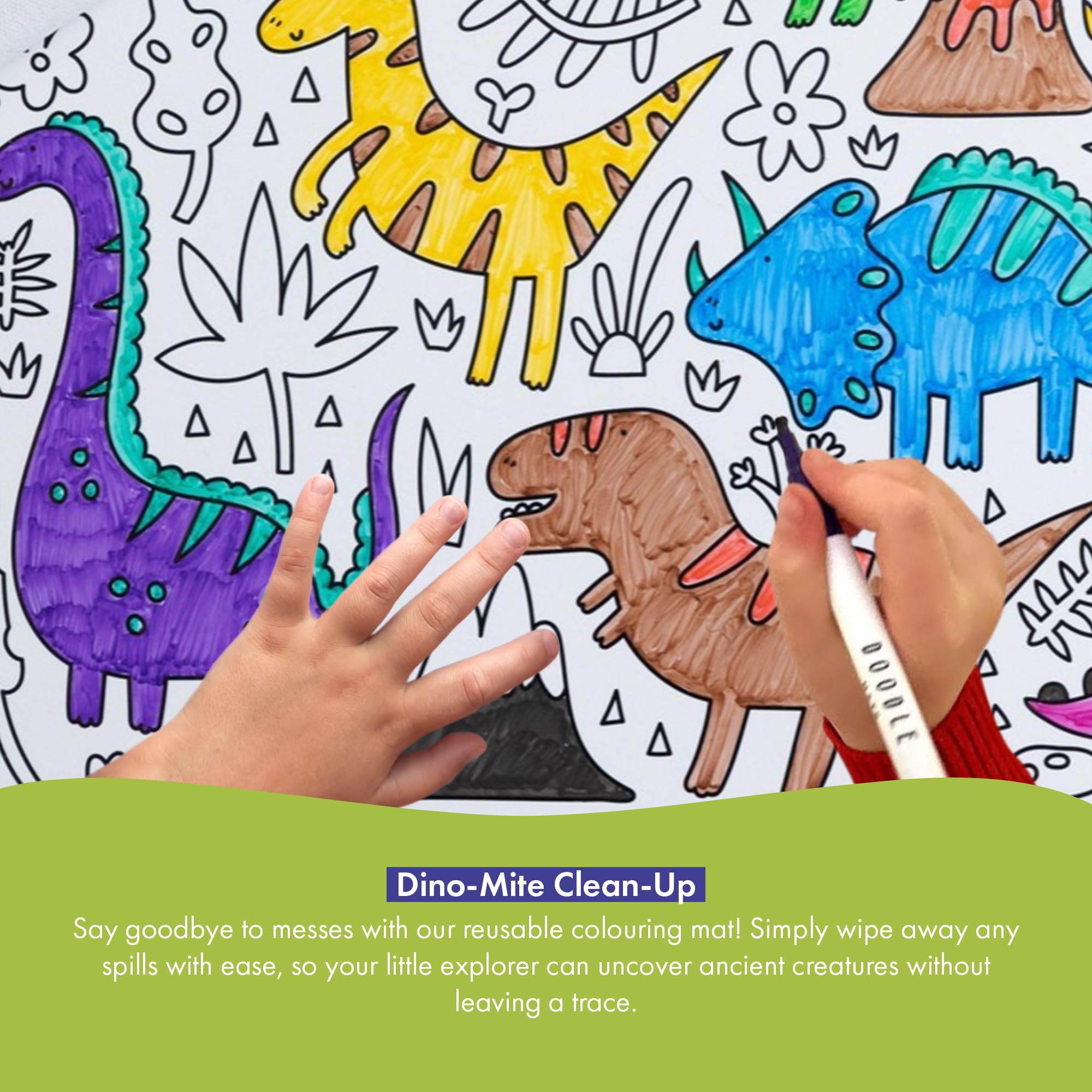 Doodle Mats Reusable Dinosaur Colouring Mat for Kids - Image 2