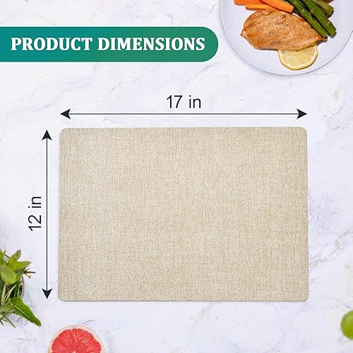 Miniatura 6 de FOCUSLINE Juego de 6 manteles individuales de piel sintética, manteles individuales beige, impermeables y antideslizantes, para uso en interiores y