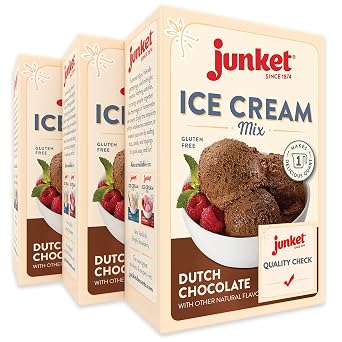 Junket Chocolate Ice Cream Mix Makes 3 Quarts Old Fashioned Homemade Ice Cream for Ice Cream Maker or Hand Stir - Just Add Milk, Chill, and Enjoy. Quick and Easy! 4 oz Box of Powdered Starter Mix Pack of 3