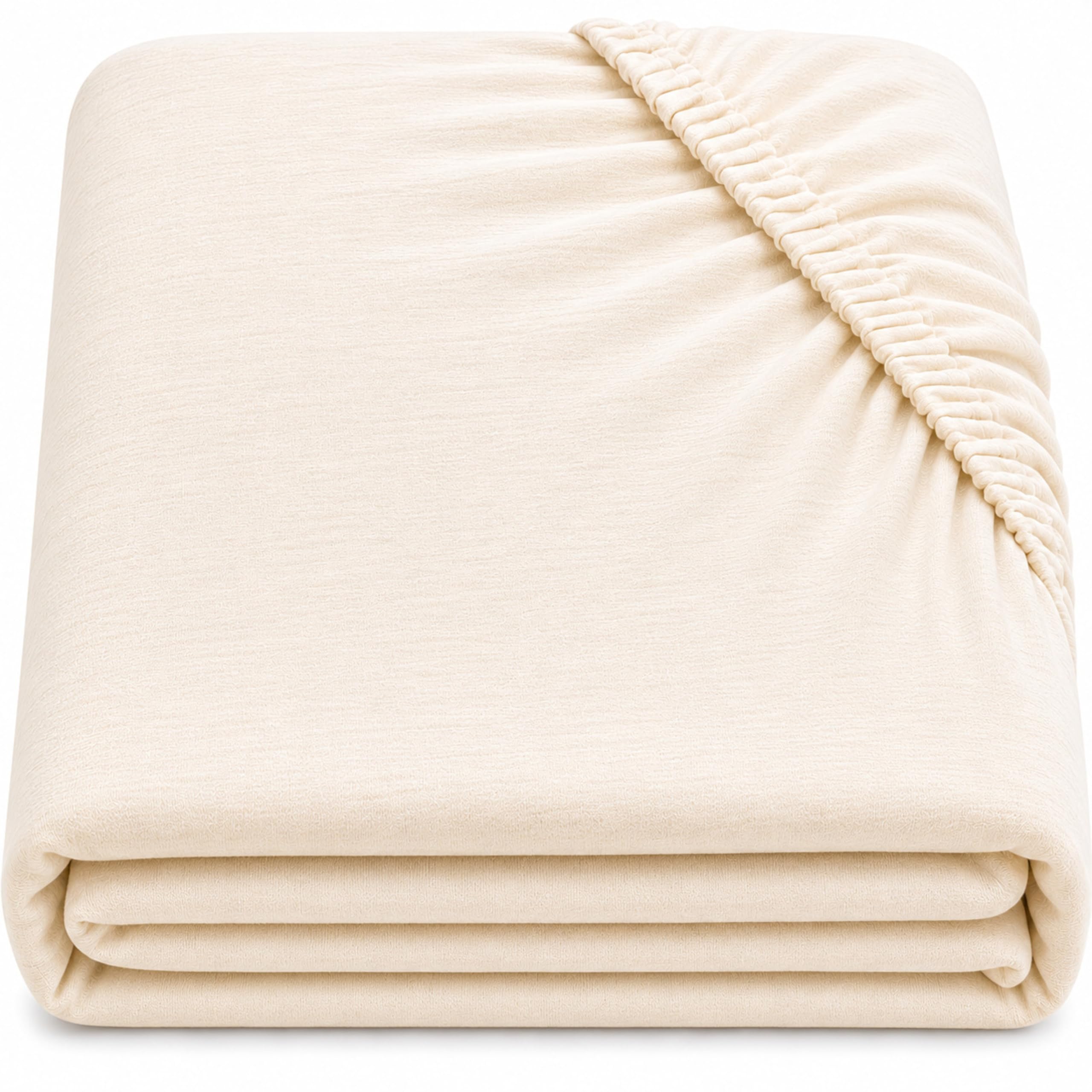 Dudu N Girlie Cotton Cot Bed Fitted Sheet, Toddler Bedding, Cream, 1 Pack