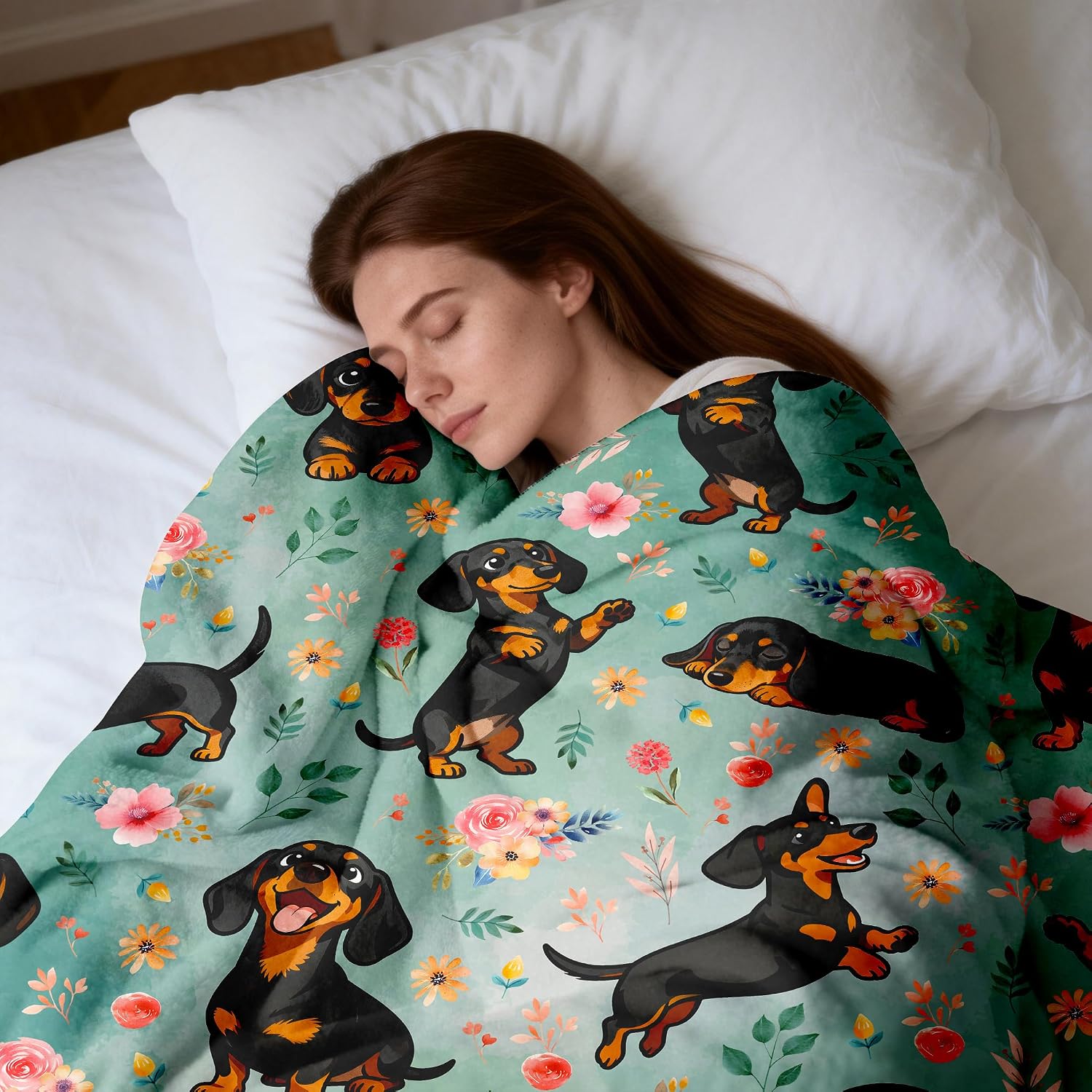 Dachshund Blanket Gifts for Girls Women Cute Weiner Dog Lovers Plush Soft Flannel Funny Dachshund Themed Stuff Throw Blanket Birthday Bed Room Decor Gifts for Adults 50"X40"