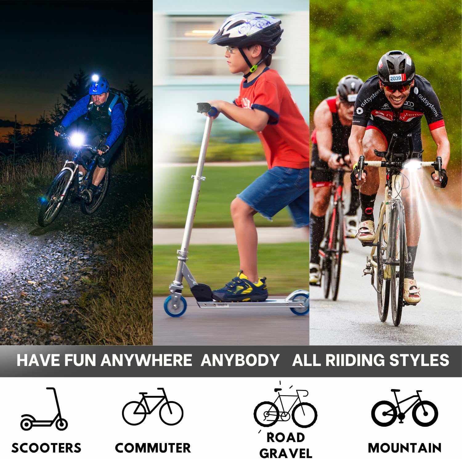 Ultra Bright Bike Lights for Night Riding Rechargeable Led for Bycicles Weather Resistant Multiple Modes. Tubular mounting MTB Road Cyclocross Ebike Mini Bike Scooter