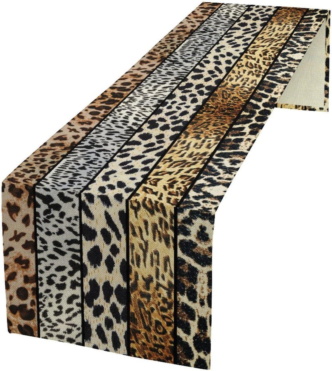 Wildlife Print Table Runner, Modern Wild Animal Leopard Print Pattern, Rectangle Scarf for Dining Room Kitchen Table Setting Decor 13in(33cm) W * 108in(274cm) L
