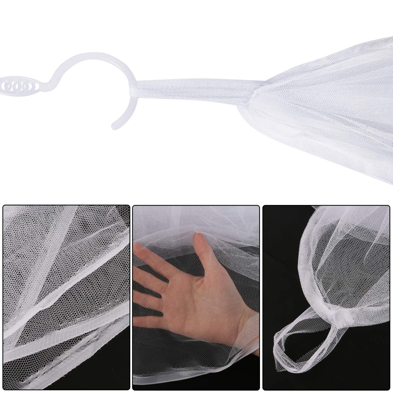 LEMESO Moustiquaire Lit Double 2 Places 220x200x200 cm, Gran Moustiquaire Anti-Moustique avec Kit d'Installation Complet Crochets, Vis, Cordon