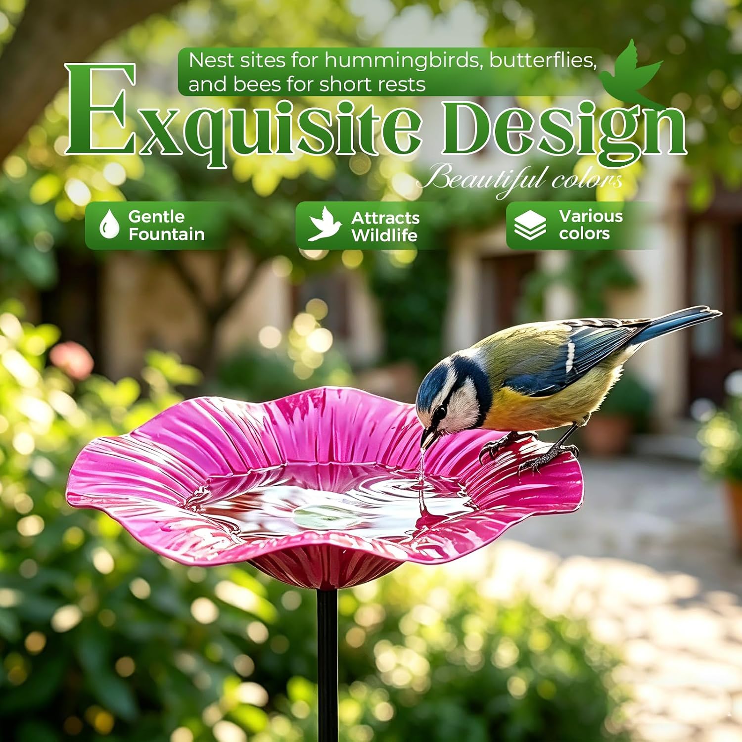 Handmade Metal Flower Garden Stake, Everlasting Garden Blooms 2026 New Bird Bath Water Station, Mini Bee Bath Outdoor Yard Decor with Flower Design