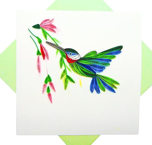 Tarjeta 3D de colibrí y flor, hecha a mano, diseño exclusivo dedicado a mano, tarjeta de felicitación para cumpleaños, día de San Valentín, día de
