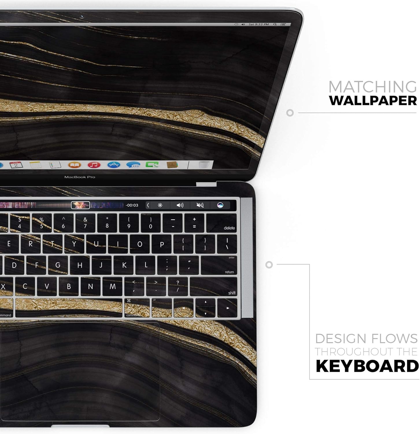 DesignSkinz - Compatible with MacBook Pro 14" M4 (A3401/A3185) - Skin Decal Protective Scratch Resistant Vinyl Wrap - Vivid Agate Vein Slice Foiled V9