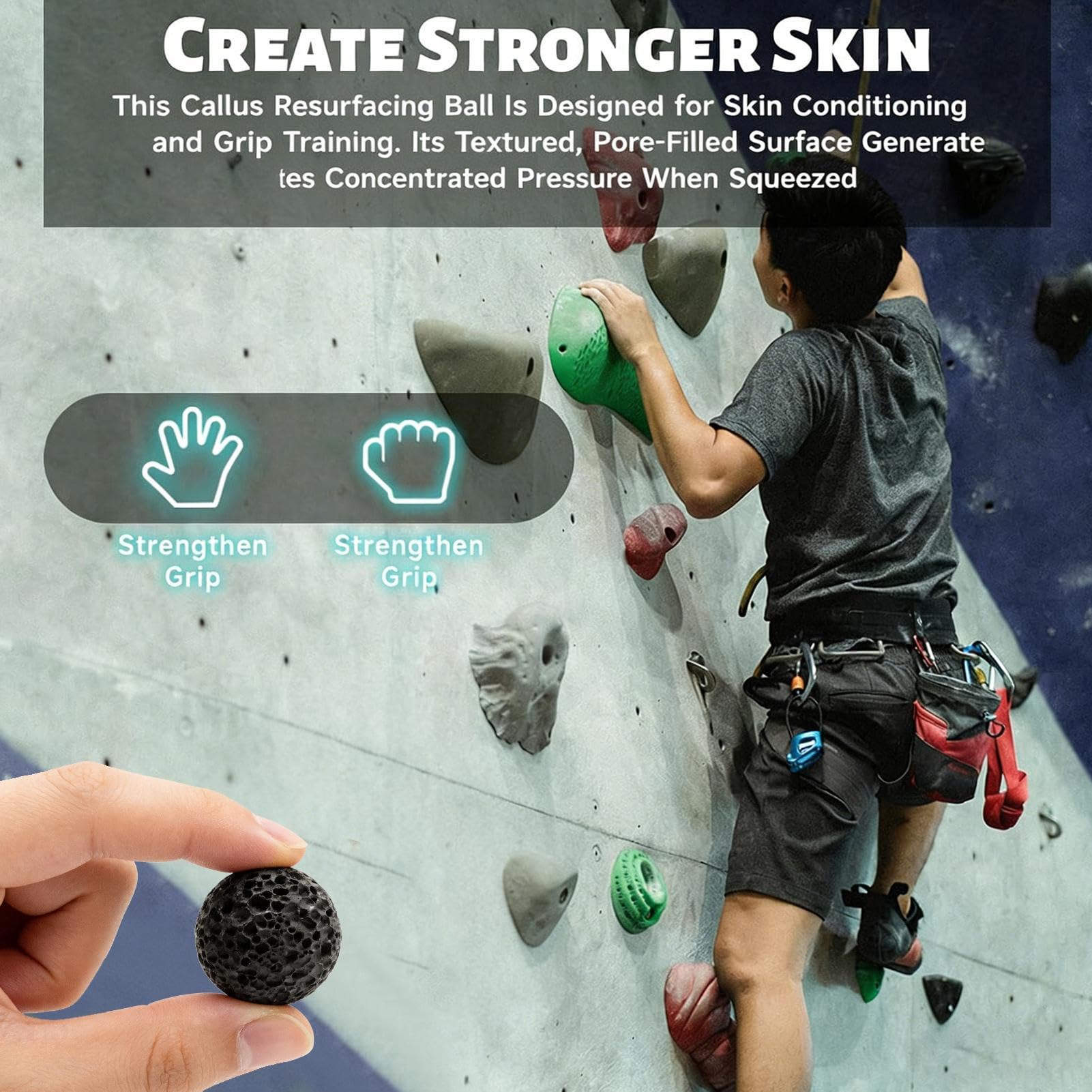 Grip Callus Ball intensywny sprzęt treningowy, przenośna kula z antypoślizgowym wykończeniem, teksturowany gumowy uchwyt, odporny na pot trener o ergonomicznej konstrukcji, przyrząd do ćwiczeń palców