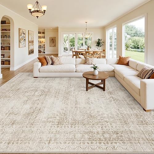 Luxturiy 9x12 Neutral Washable Area Rug (Brown)