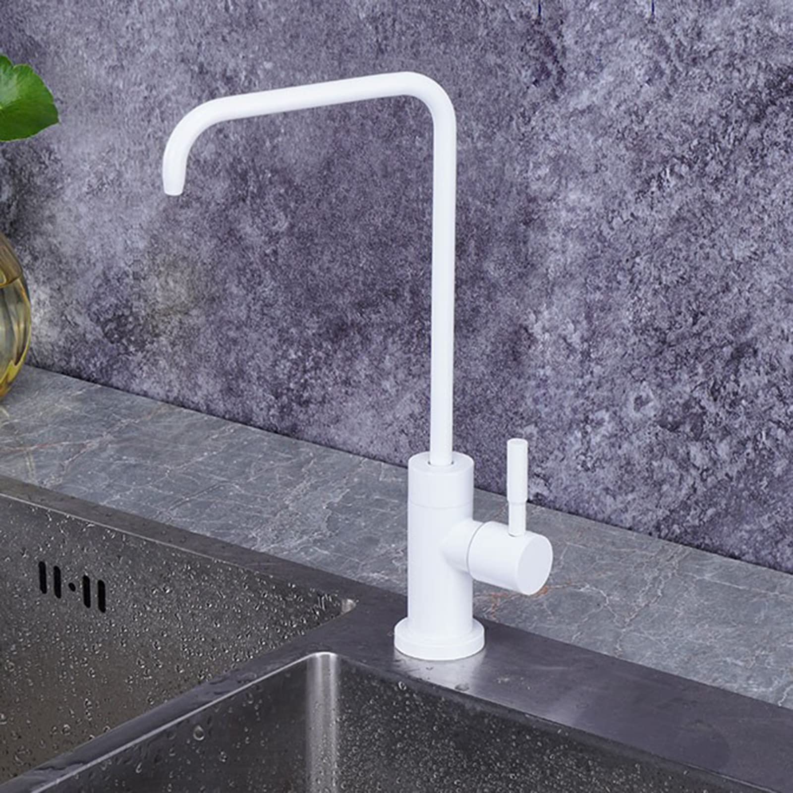 Grifo de Osmosis Inversa Blanco Acero Inoxidable Giratorio Solo Agua Fría Grifo Agua Potable Cocina-A