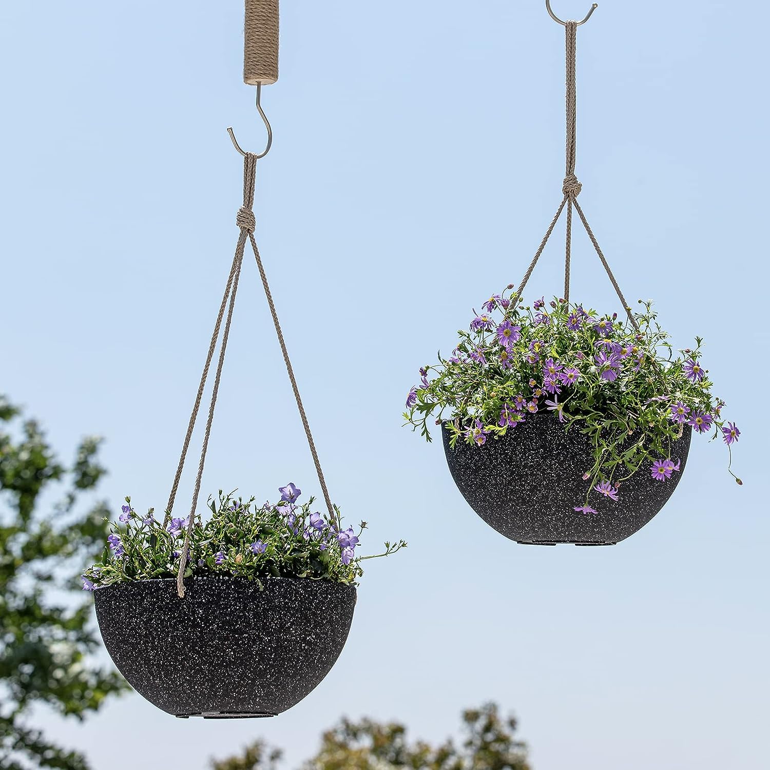 Garden Art (Pack of 1 Hanging Fiber (D-25CM, H-12CM) Outdoor,Indoor Decor,Planters for You Home,Unbreakable,Durable, Kitchen GA-45C-038 (Terrazzo Black) 1