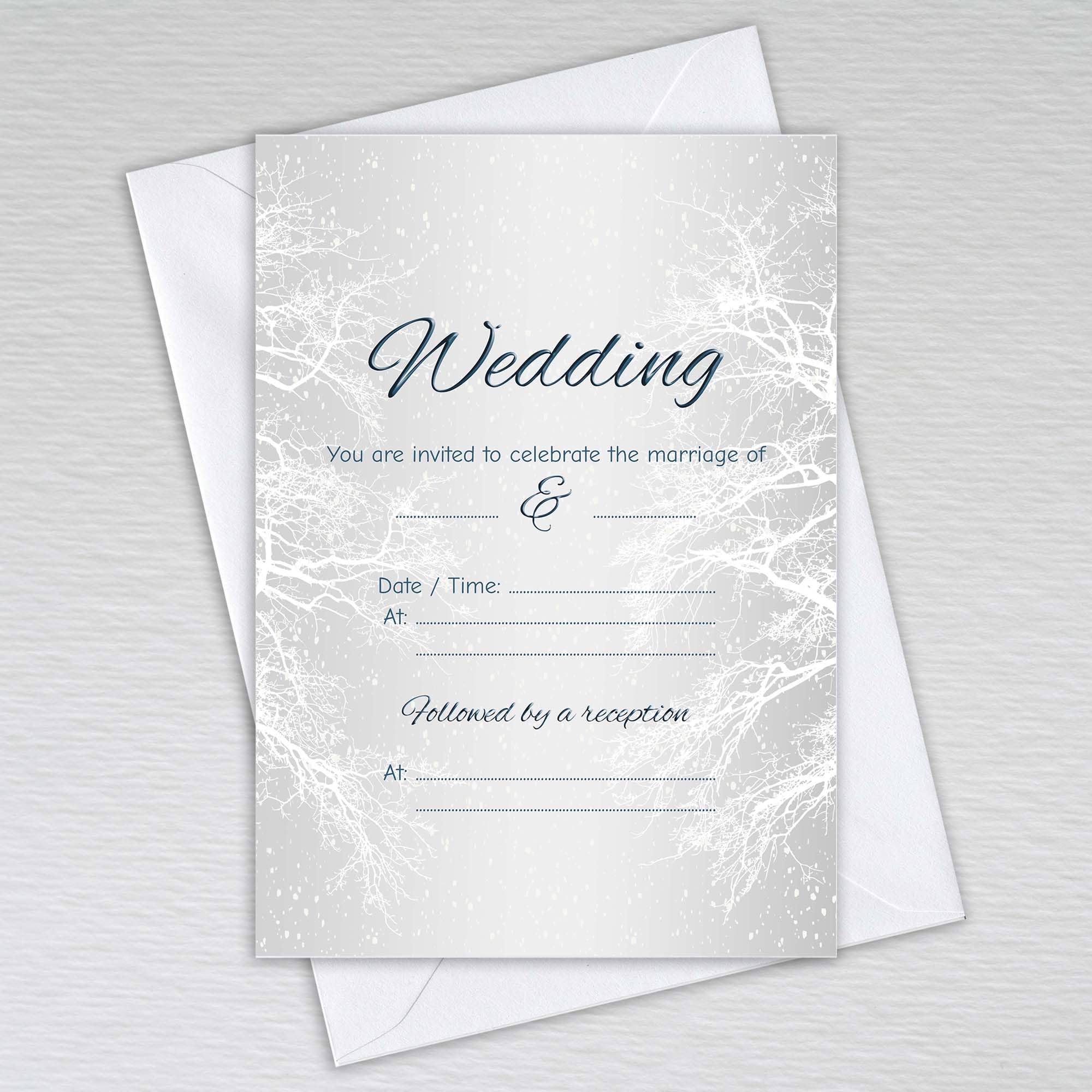 Webspectations Pack of Wedding Invitations with Envelopes: Snow Scene Winter Wedding Invites (Pack of 20 with Envelopes)
