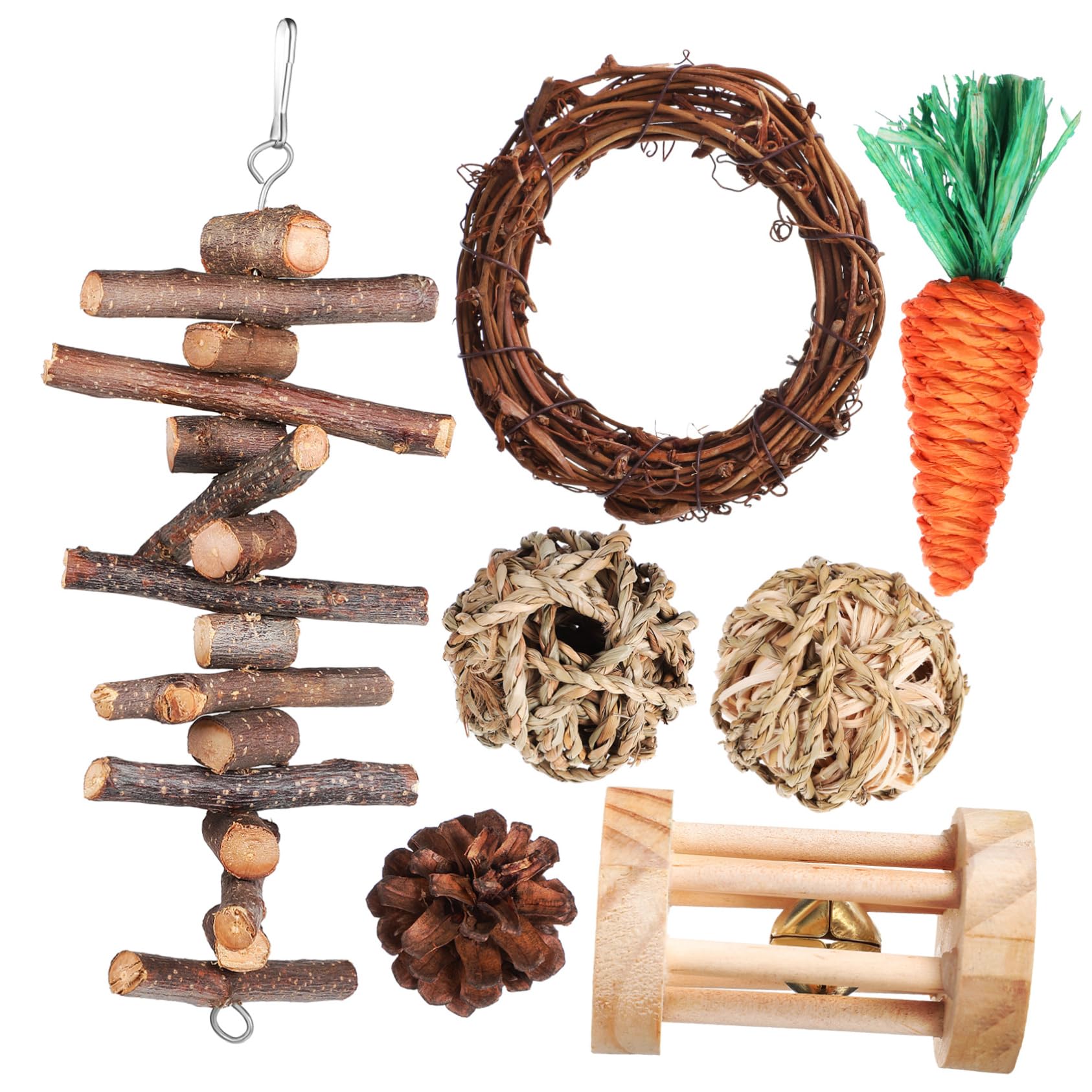 Supvox 3stücke Hamster Spielzeug Set Molar Rattan-bälle -Sticks Karotten-kauartikel Für Kleintiere Für Hamster Ratten Und Mäuse Sicheres Natürliches Material Teilig