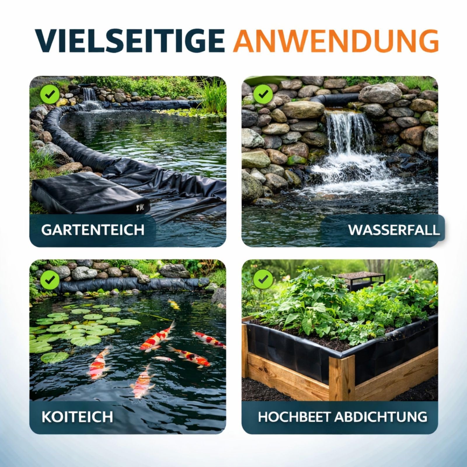 Weedness Teichfolie PVC 4 x 4 Meter – Grow Anbau Indoor Outdor wasserdichte Gartenteich Teichbecken Teichbau Pflanzen Teich