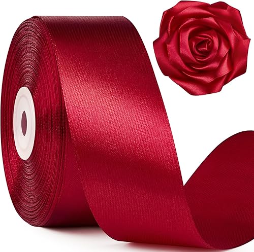 Miniatura 14 de Cinta de satén marfil de 1-1/2 pulgadas de ancho, cinta de tela de poliéster sólido de 50 yardas para hacer rosas, día de la madre, envoltura