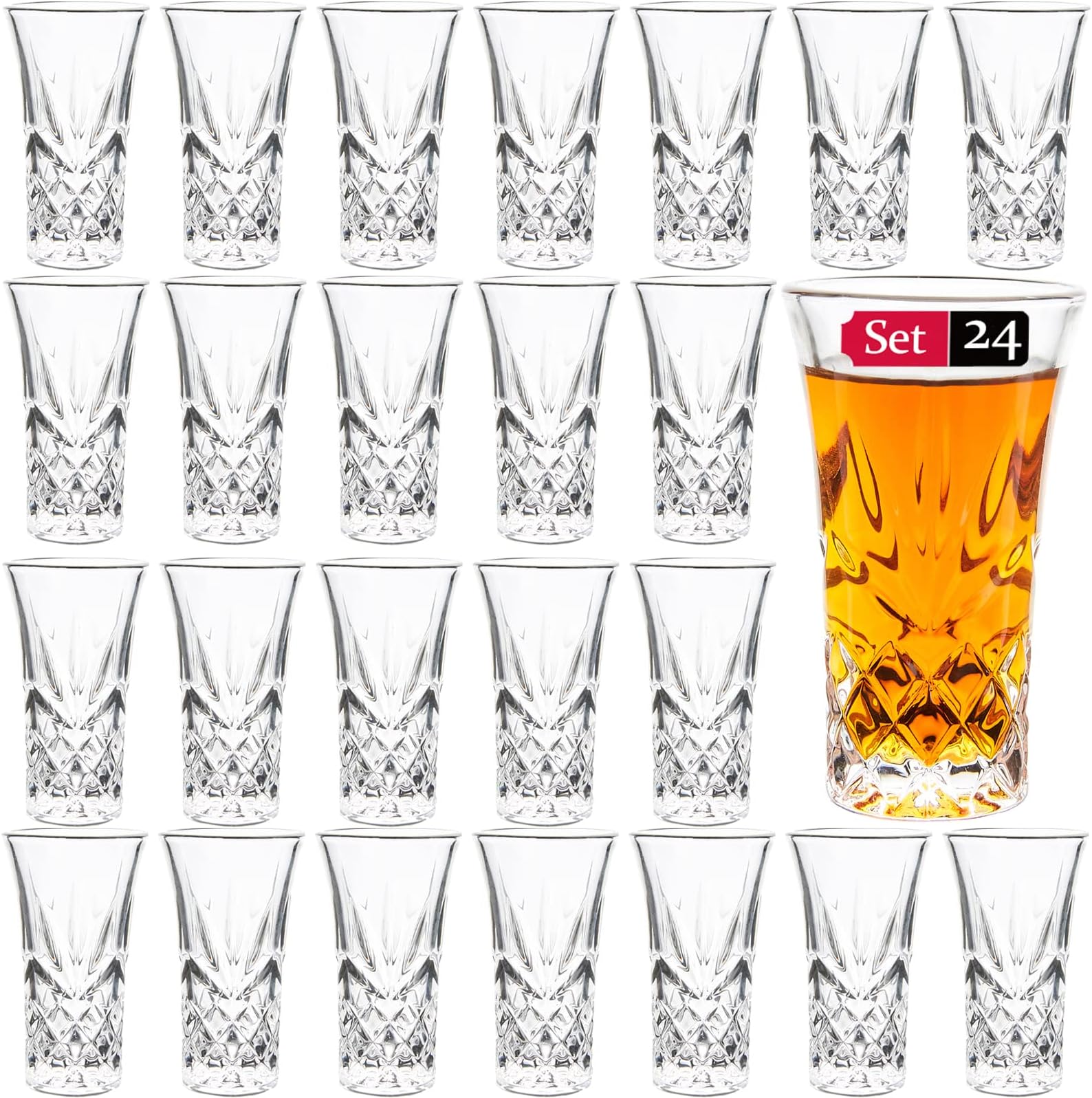 JAIEF 2 oz Tequila Glasses Heavy Base Shot Glass Cordial Glasses (Set of 24)