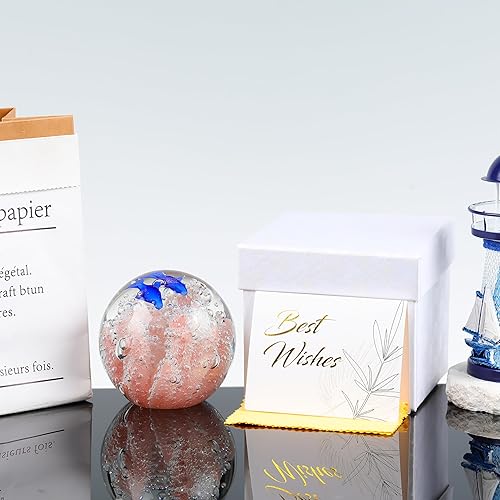 Miniatura 5 de Qianwei Figuras de vidrio soplado a mano, bola de cristal de pisapapeles, decoración del mar para el hogar, decoración de acuario, decoración de