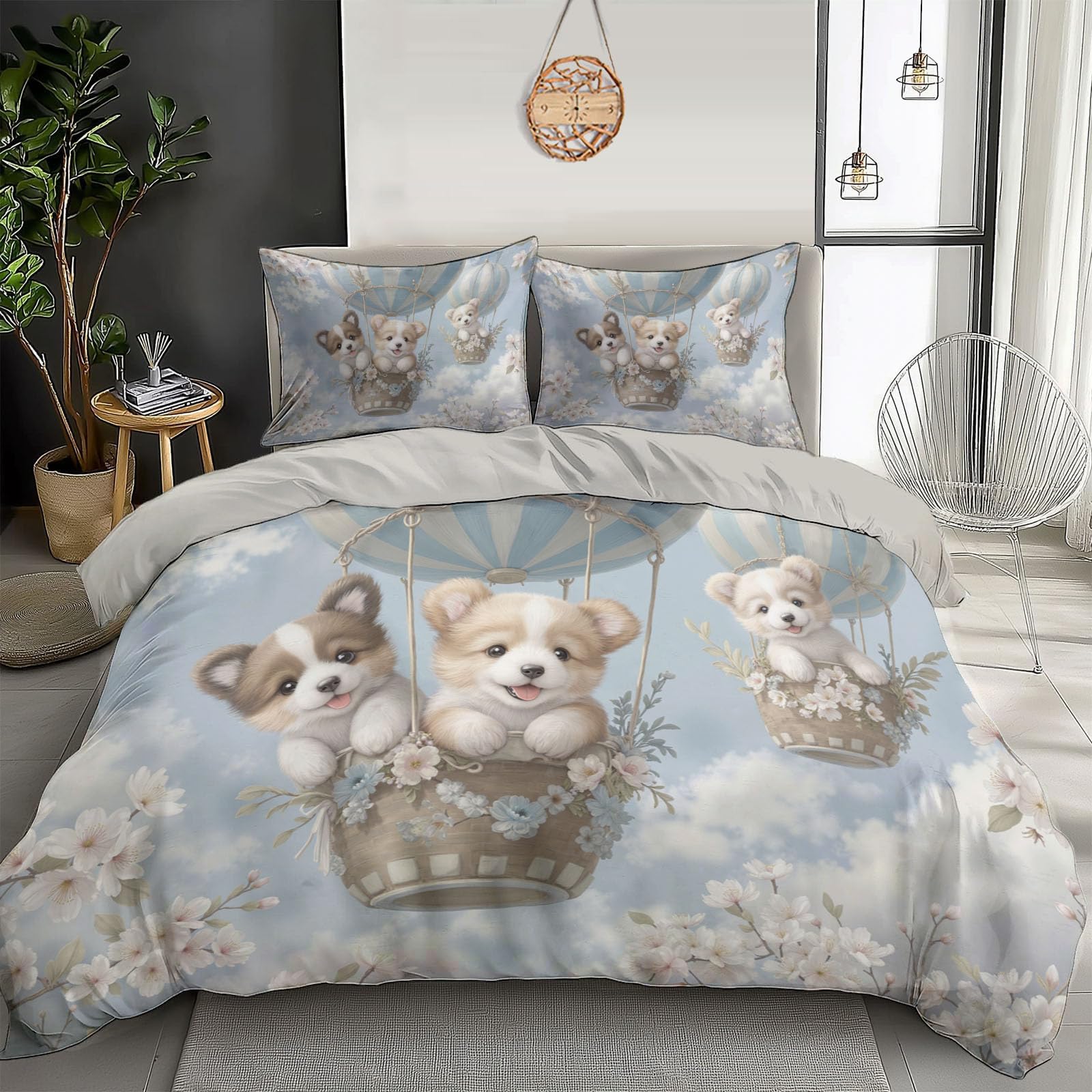Housse de couette 140x200 hypoallergénique bleu clair pour protéger le sommeil des ados
