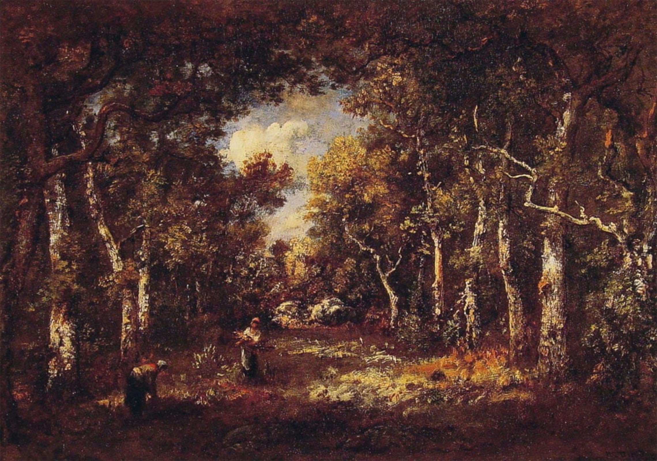 Serendipitp No Frame Vintage Wall Art Canvas Nordic Poster Canvas Print Picture The Forest Of Fontainebleau By Narcisse-Virgile Diaz De La Wall Art Poster For Home Decor 60X90cm