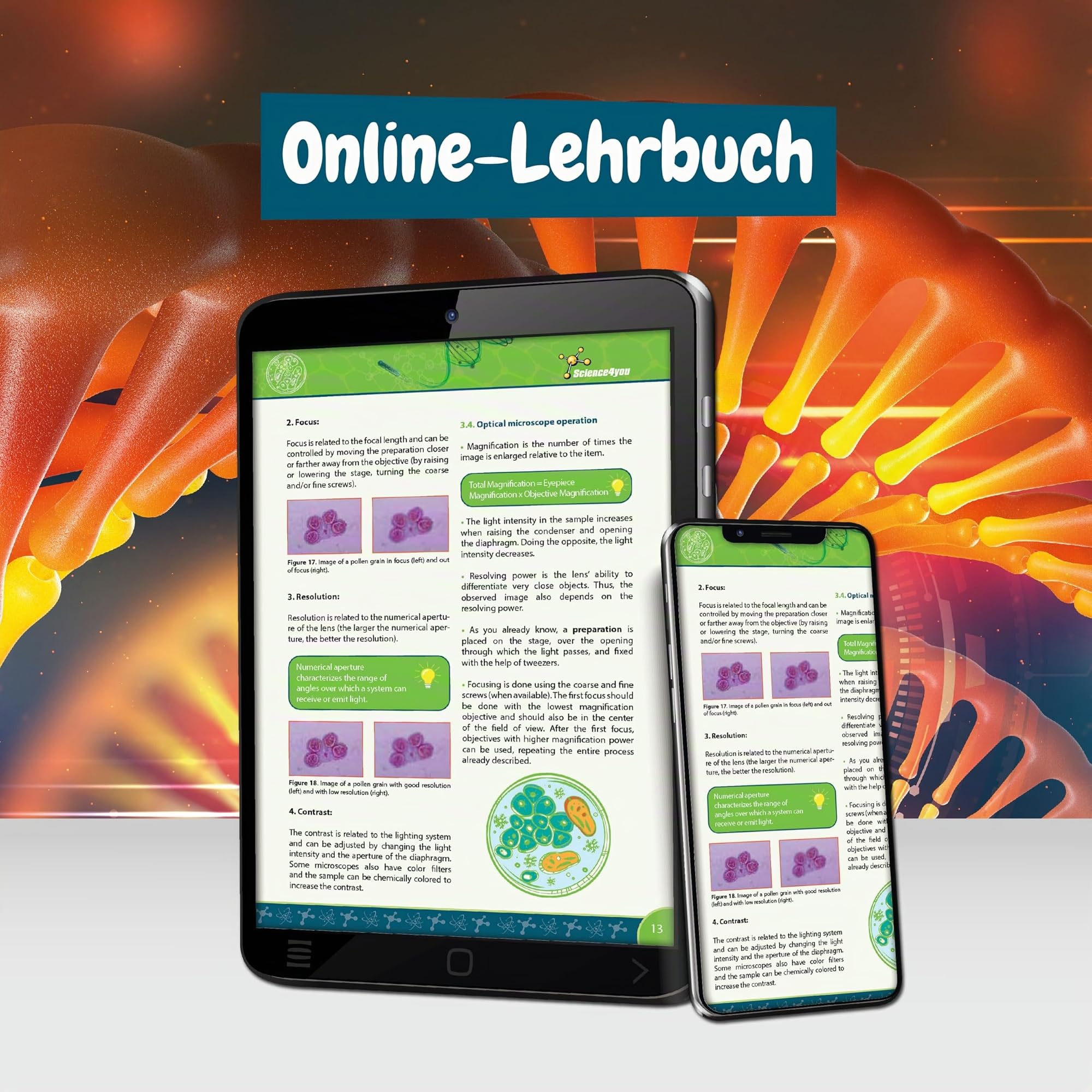 Science4you Mikroskop fur Kinder ab +8 Jahre - Chemiebaukasten mit Objettrager und Smartphone Mikroskop, Forscherset mit 15 Experimente, Schulerlabor und Lehrspiel fur Kinder 8-14 Jahre