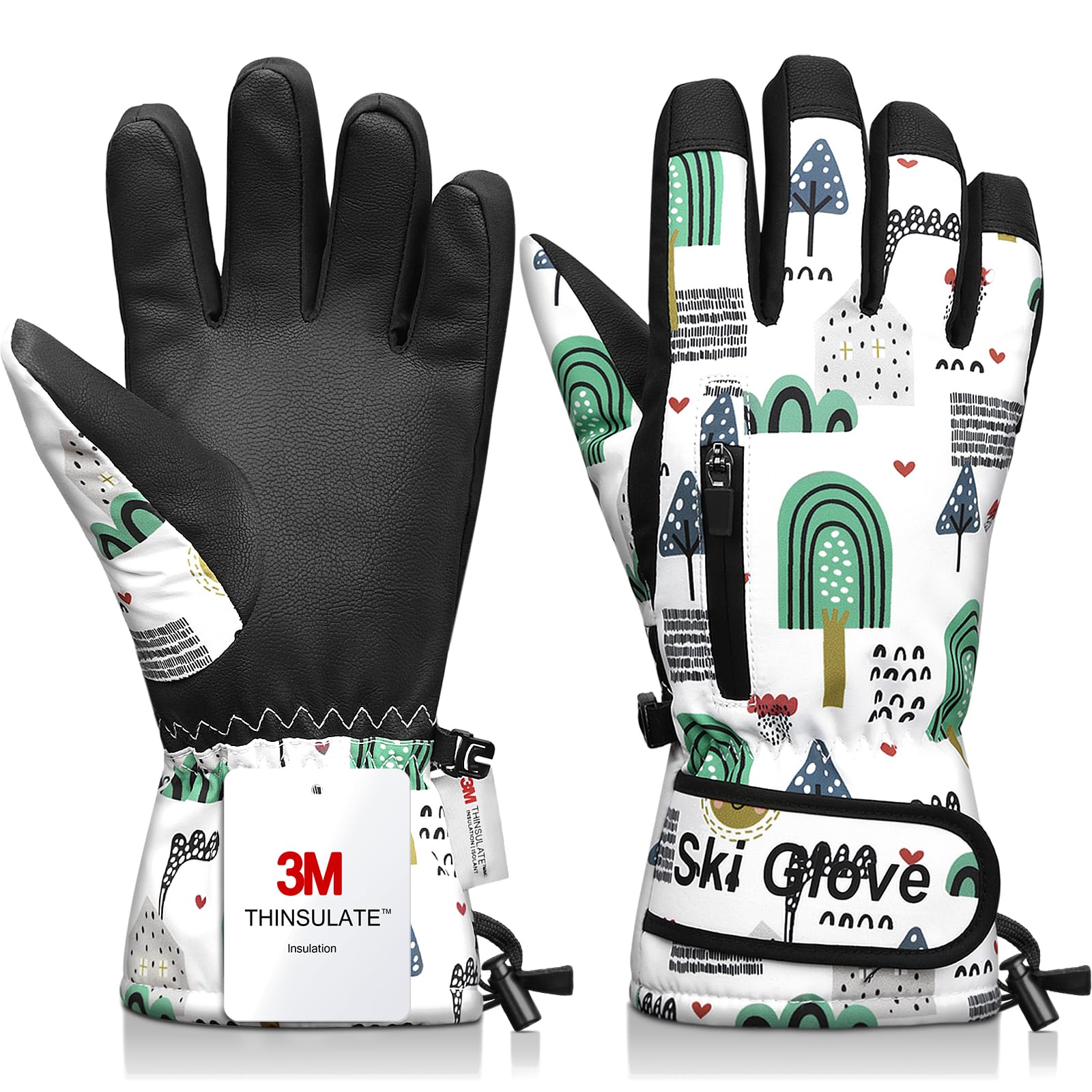 Snow Gloves,Ski Gloves Winter Warm and Waterproof Cold Weather Gloves-for Parent Boys Girls
