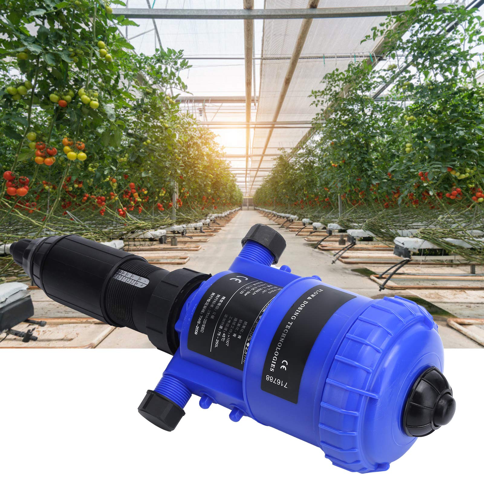 Inyector de fertilizante Proporcador químico Dispositivo de dosis Bomba proporcional para riego agrícola Protección ambiental Tratamiento de agua PP Material G3/4in 42x17.5cm