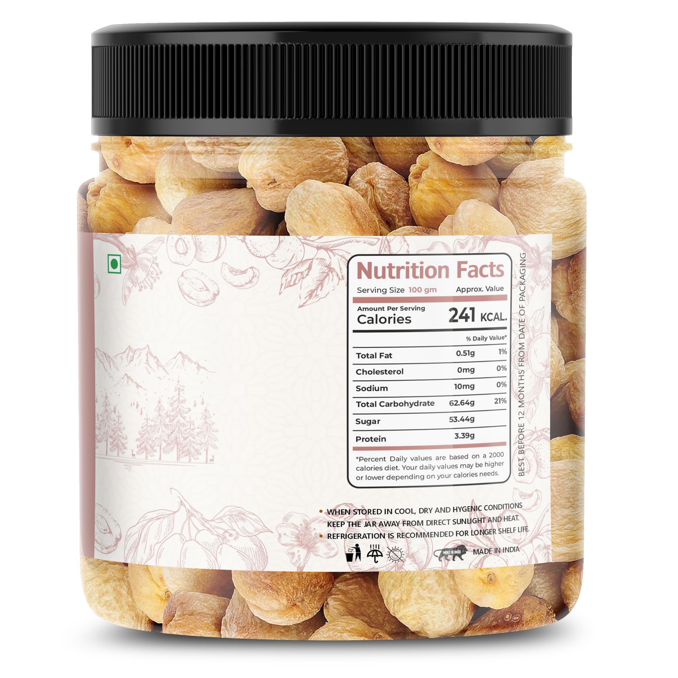 LILA DRY FRUITS Apricots 500 G X 2,100% Natural Dried Afghani Apricot|Naturally Sweet Khubani|Dry Fruit Khurbani Ideal For Snacking,Baking,Cooking & Toppings|Perfect For Giftings,1000 Grams - Image 2 thumbnail