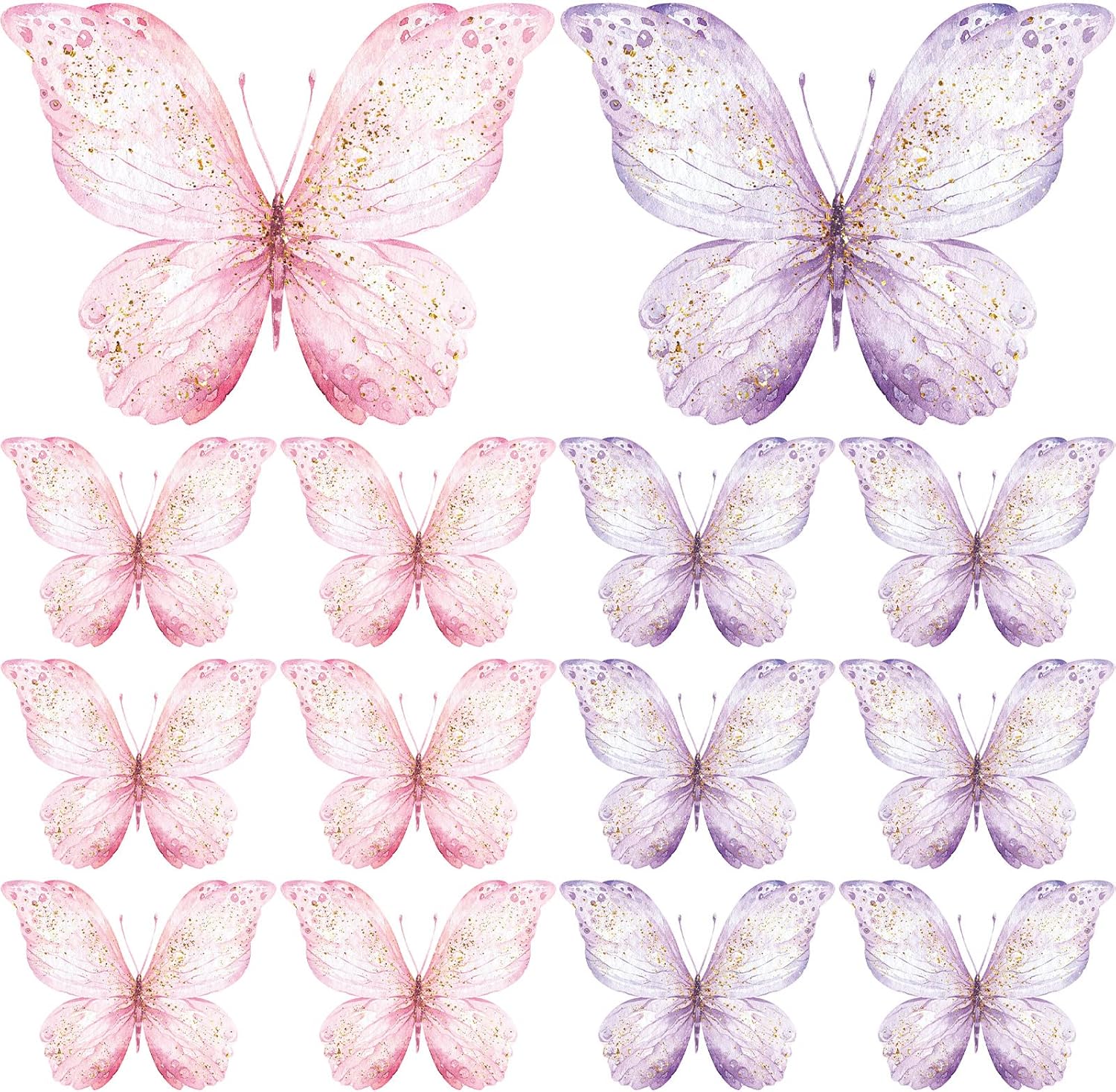 Wesiti 18 Pieces Butterfly Baby Shower Birthday Decorations Butterfly Party Tables Centerpieces 10 x 7 Inch Pink Purple Butterflies Table Toppers for Wedding Birthday Party Supplies(Classic Style)