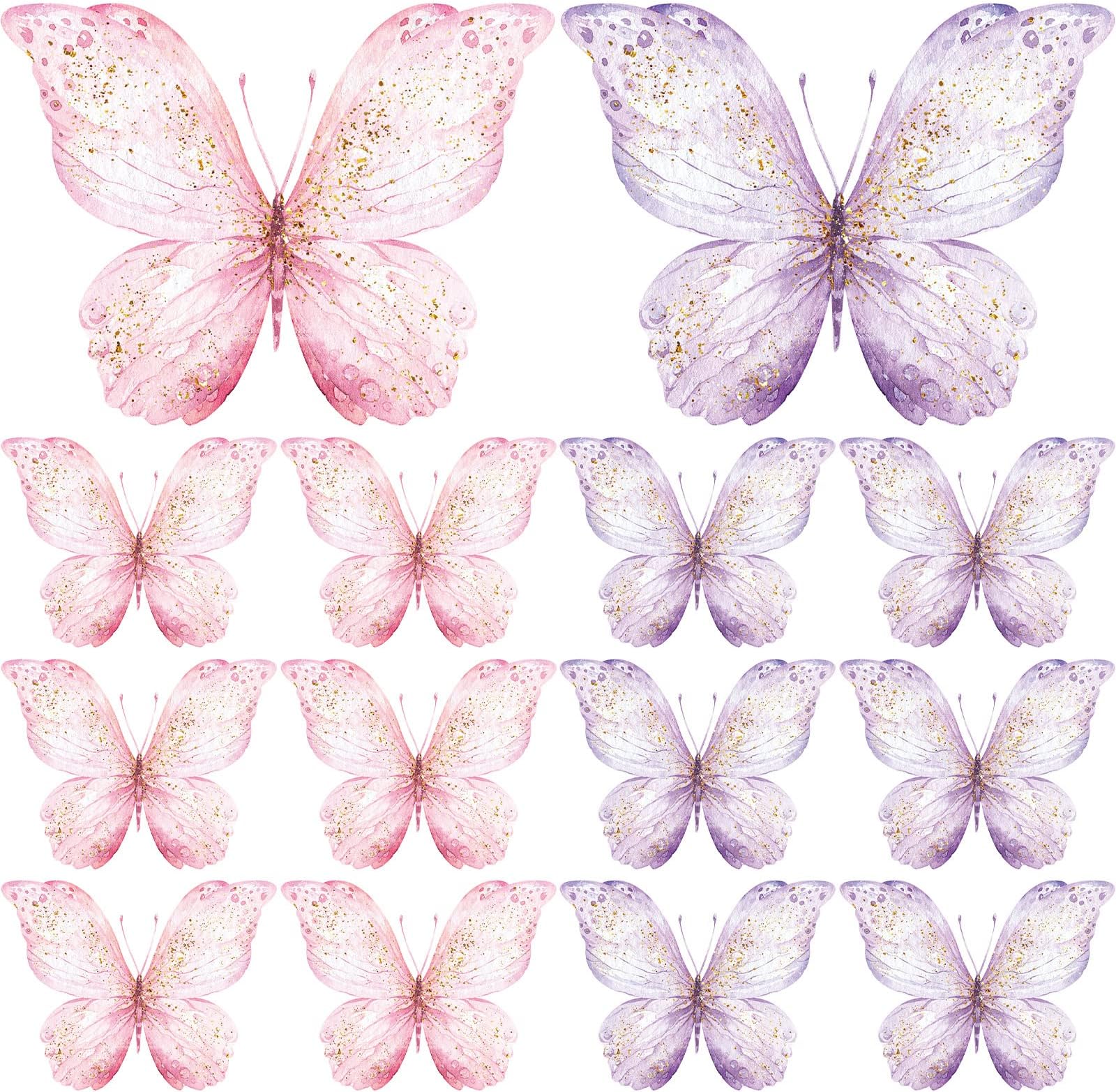 Wesiti 18 Pieces Butterfly Baby Shower Birthday Decorations Butterfly Party Tables Centerpieces 10 x 7 Inch Pink Purple Butterflies Table Toppers for Wedding Birthday Party Supplies(Classic Style)