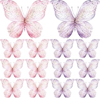 18 Pieces Butterfly Centerpieces for Baby Shower 10 x 7 Inch Butterfly Tables Decorations Pink and Purple Butterflies Table Toppers Wall Decor for Wedding Birthday Party Supplies, 2 Styles