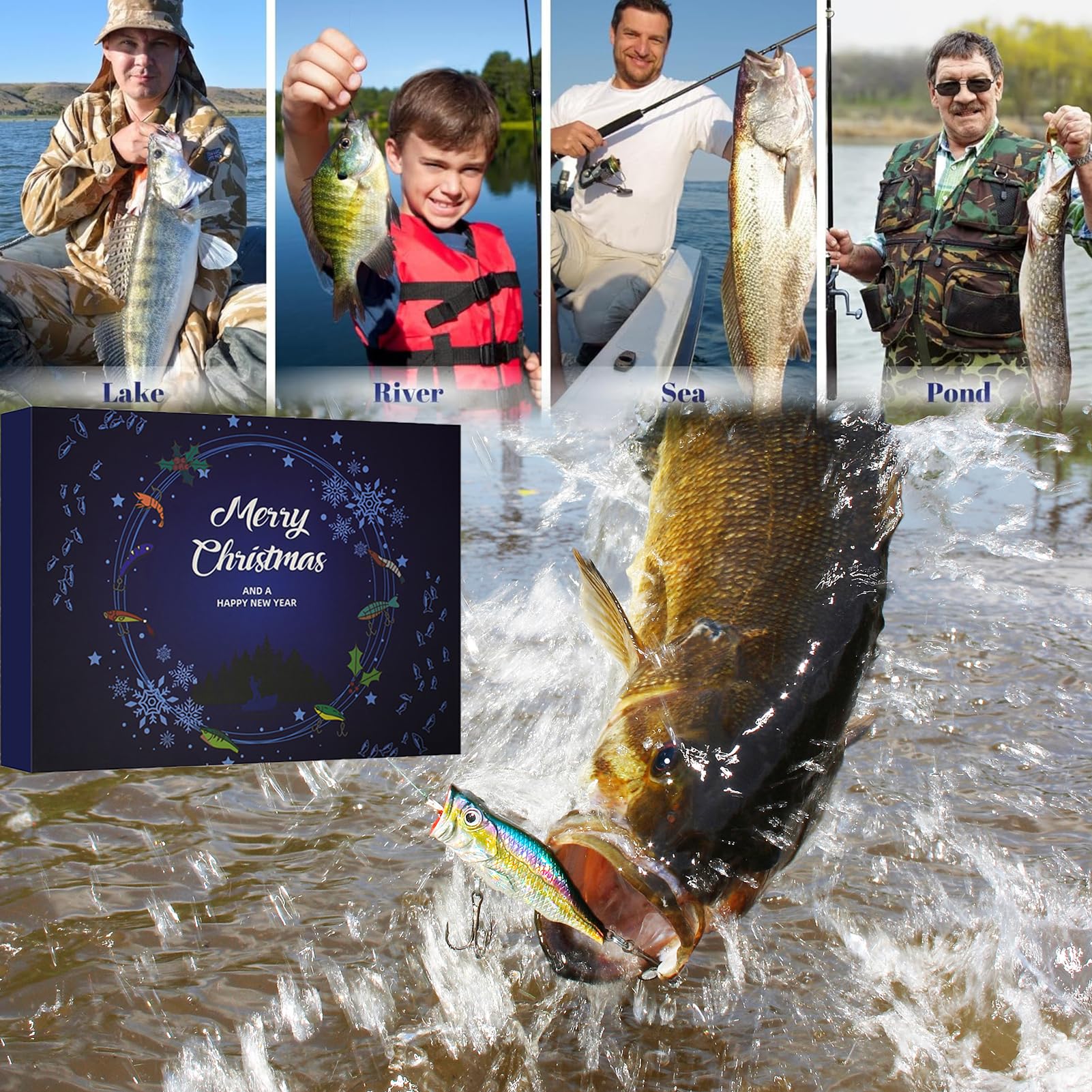 LIHAO Calendrier De L'Avent Pêche Pecheur Homme 2025, 24 Accessoires De