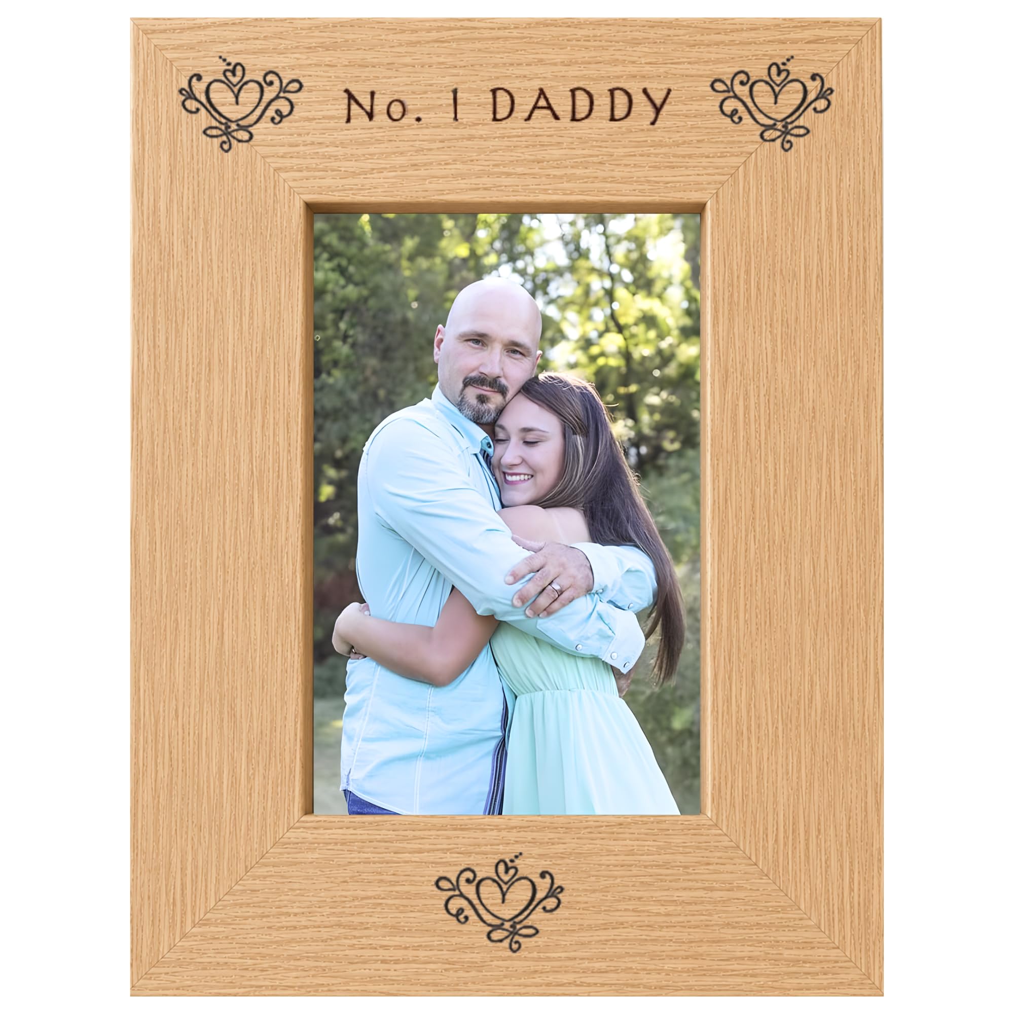 No 1 Daddy 6x4 Oak Effect Photo Picture Frame Keepsake Gift