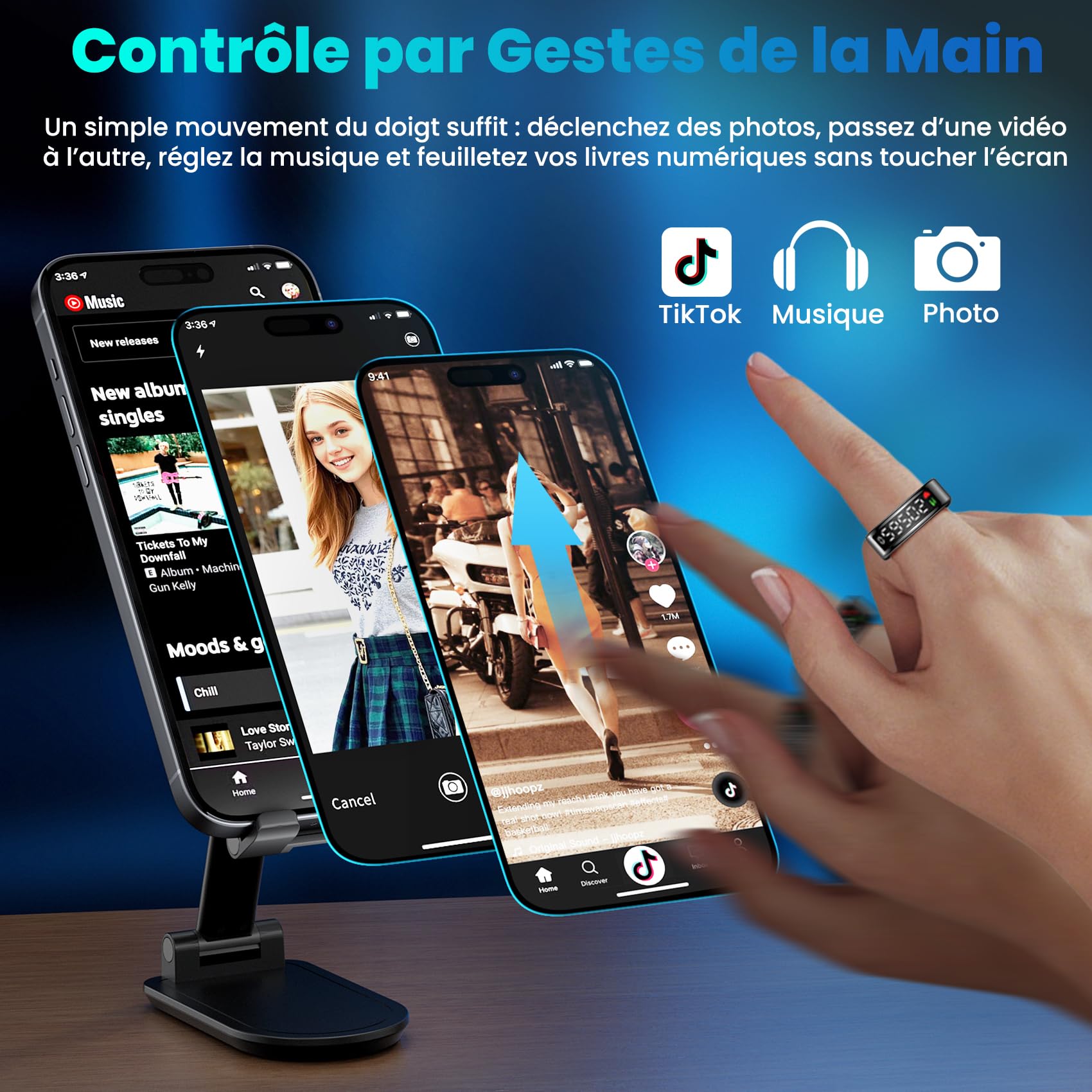 2025 Bague Connectée Homme Femme, Smart Ring avec Écran LED, Trackers d'Activité avec Android/iOS, Anneau Intelligent Health Fitness IP68 avec Sommeil/SpO2/HRV/Stress/Fréquence Cardiaque (Noir, 11)