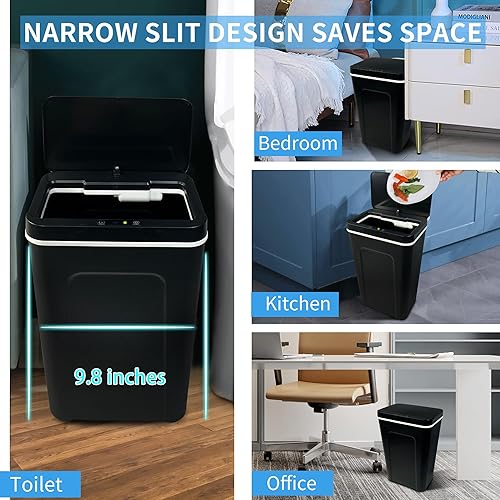 Miniatura 4 de Bote de basura para cocina con tapa, 3.5 galones, sin contacto, con sensor de movimiento, bote de basura automático para dormitorio, cocina, baño,