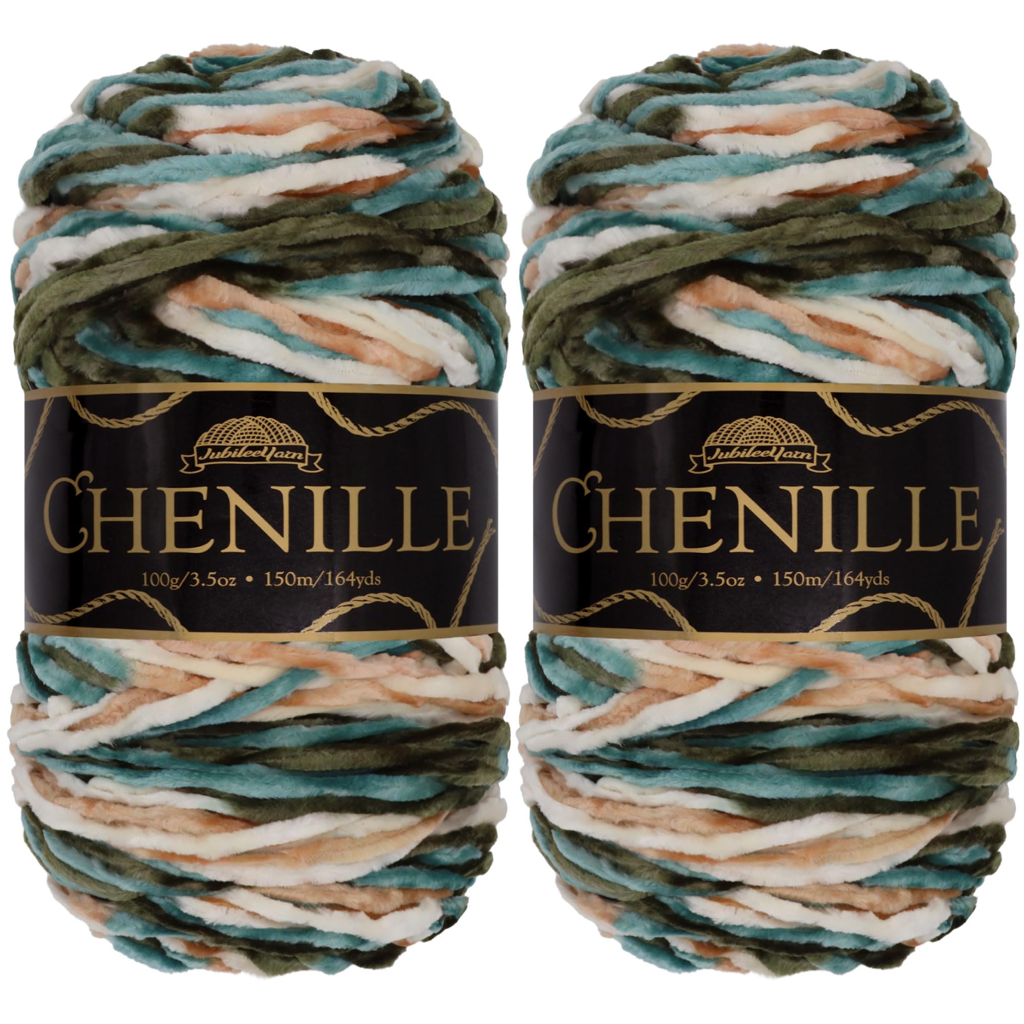 JubileeYarn Chenille Yarn - Worsted Weight - 100g/Skein - Arcadia - 2 Skeins