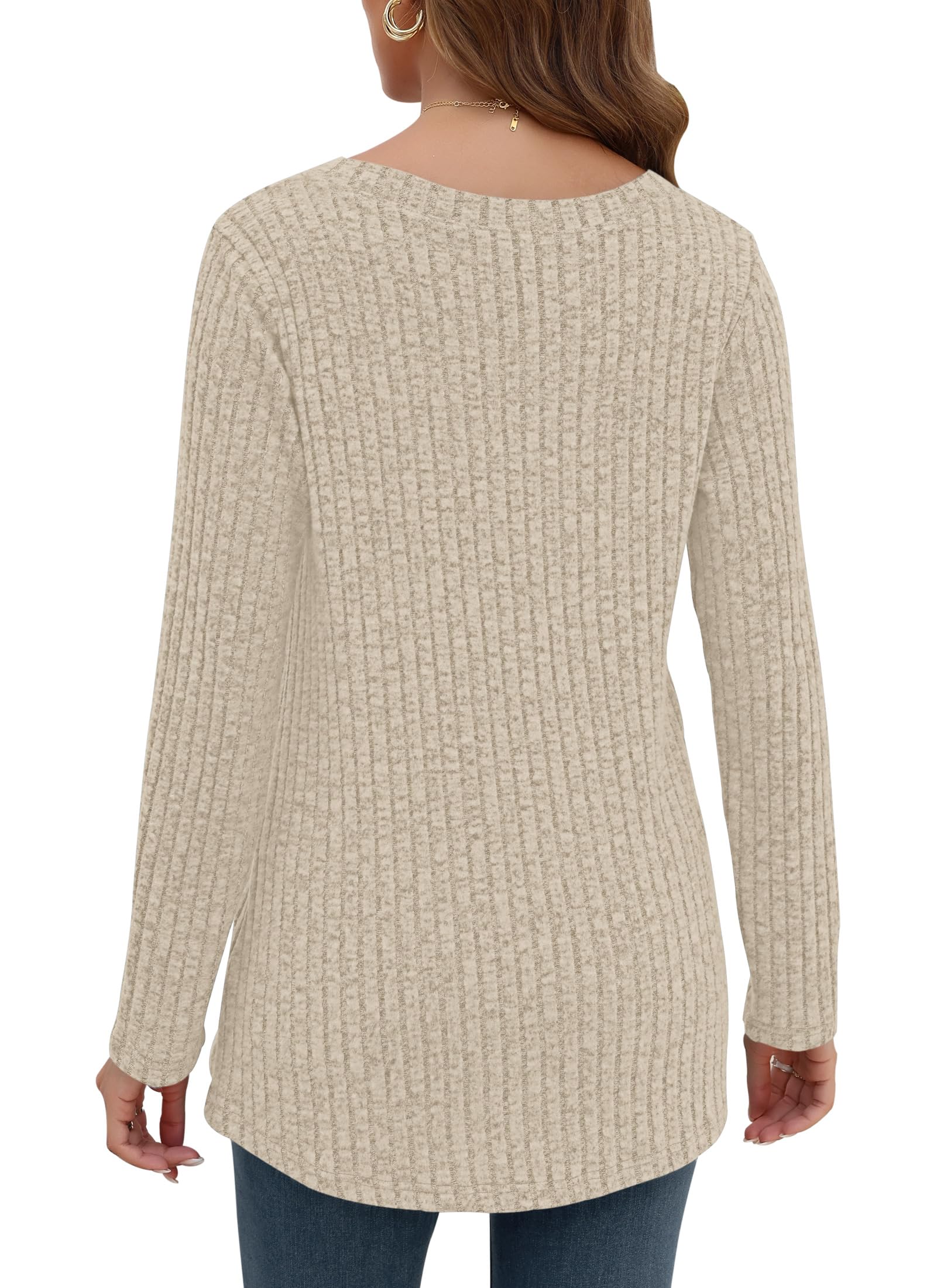 AUSELILY Maglioni a Maniche Lunghe da Donna Pullover Leggero Maglioni con Scollo a V Felpe Casual Top a Maniche Lunghe