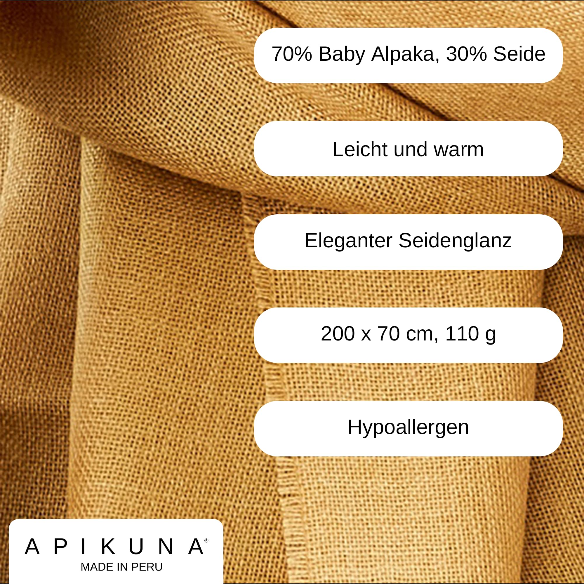 Premium Schal aus 70% Baby Alpaka, 30% Seide (200x70cm) – Eleganter Pashmina für Damen & Herren, alle Jahreszeiten – Perfekt für besondere Momente