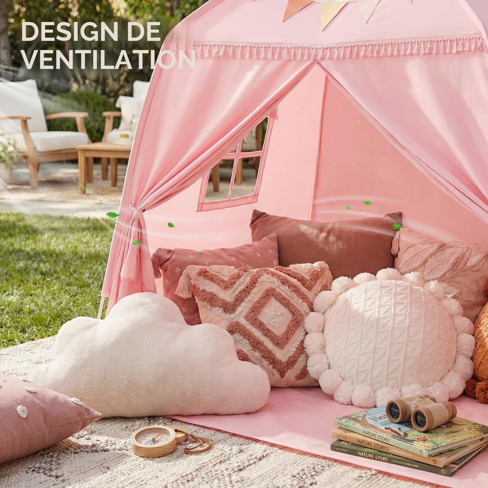 Tente de jeu, pour enfant - Grand château magique - Pour l'intérieur et l'extérieur - Montage facile en 2 minutes - Spacieux pour garçons et filles - Rose