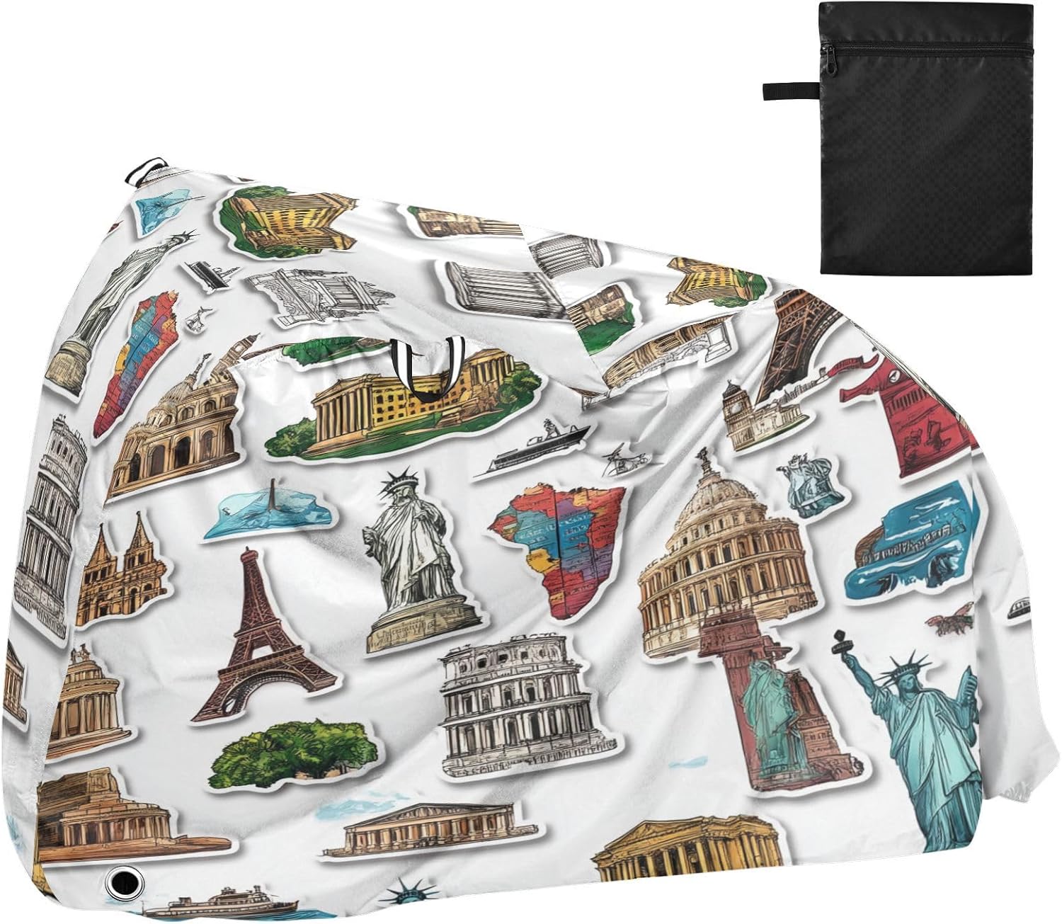 ALAZA Scenery Stickers Travel Bike Cover Waterproof Outdoor Ebike Bicycle Covers Tarp Protection for 1/2 Bikes, Sun UV Dust Wind Proof